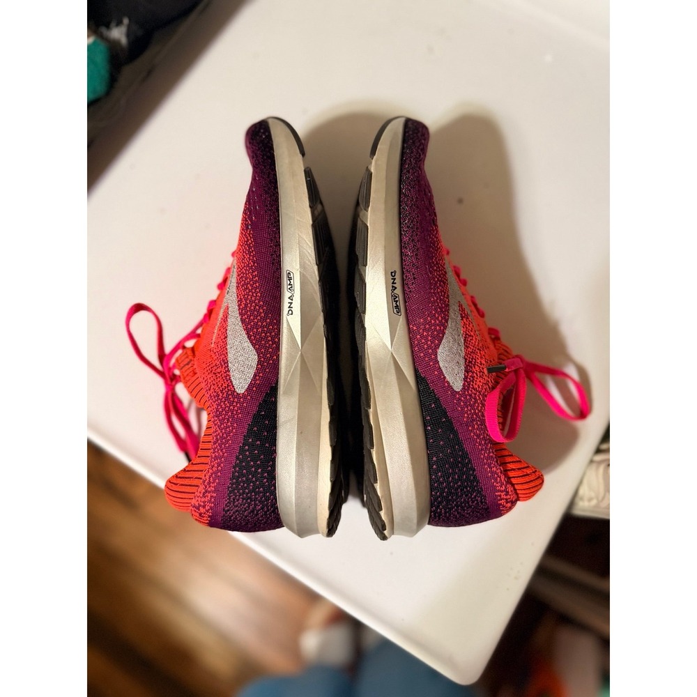Brooks Levitate Knit Women 8.5 Pink Orange Purple Good DNA AMP Running Shoes - Picture 5 of 7